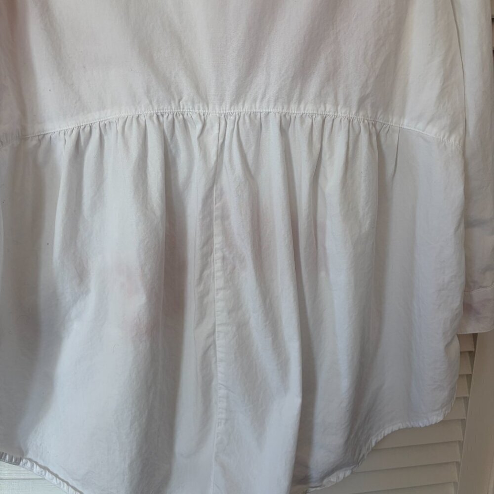 Anthropologie Maeve Patchwork Buttondown Tunic medium cotton white pink floral - Picture 7 of 12